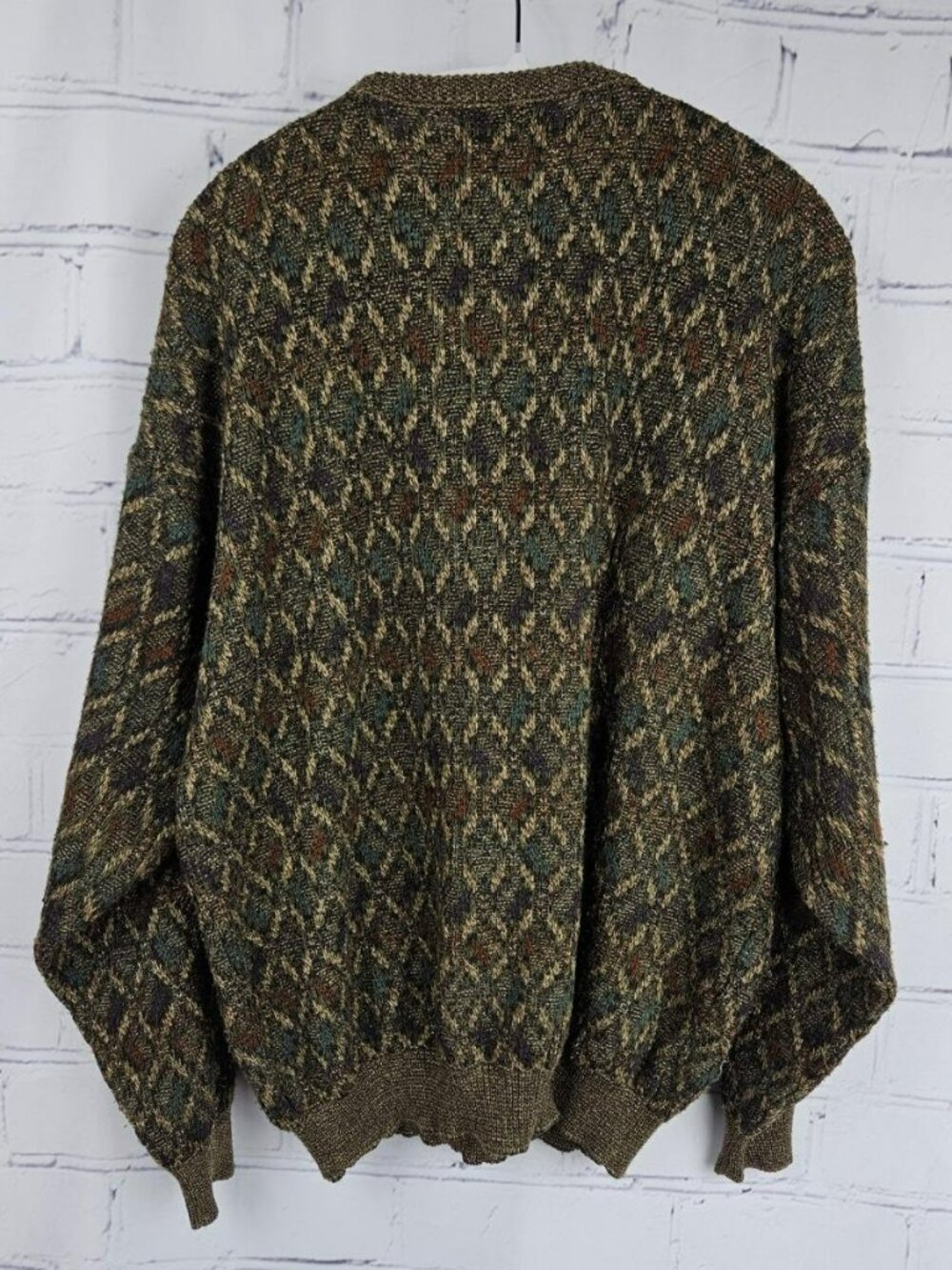 Gianfranco Ruffini Italy Large Multicolor Acrylic Sweater Mens Brown Y2K Style - Picture 5 of 11